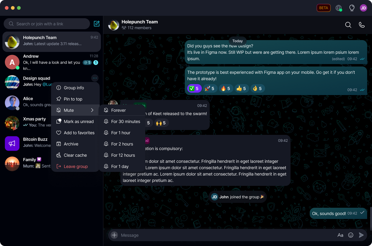 Mute a Chat π Β· Desktop Select '...' next to a chat, then 'Mute', and choose how long to mute it for.