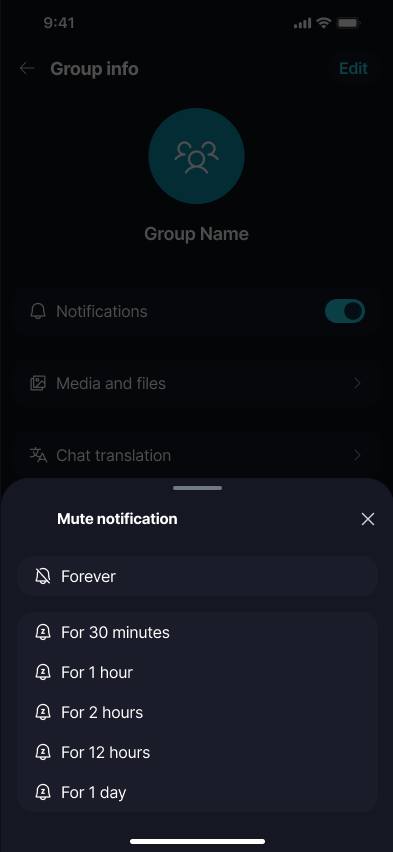 Mute a Chat π Β· Mobile Or mute it from that chat's 'Group info' / 'Notifications' toggle.
